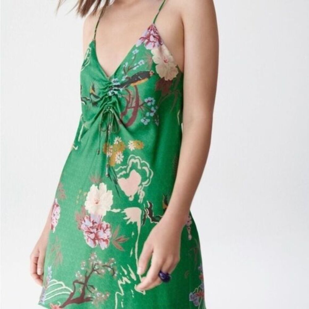 Zara floral green mini dress